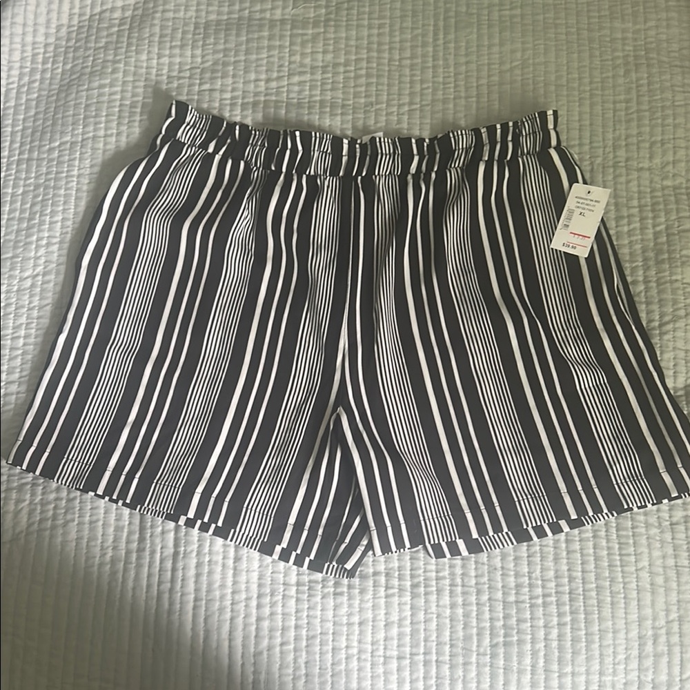 Cleo Black and White Striped Bermuda Shorts